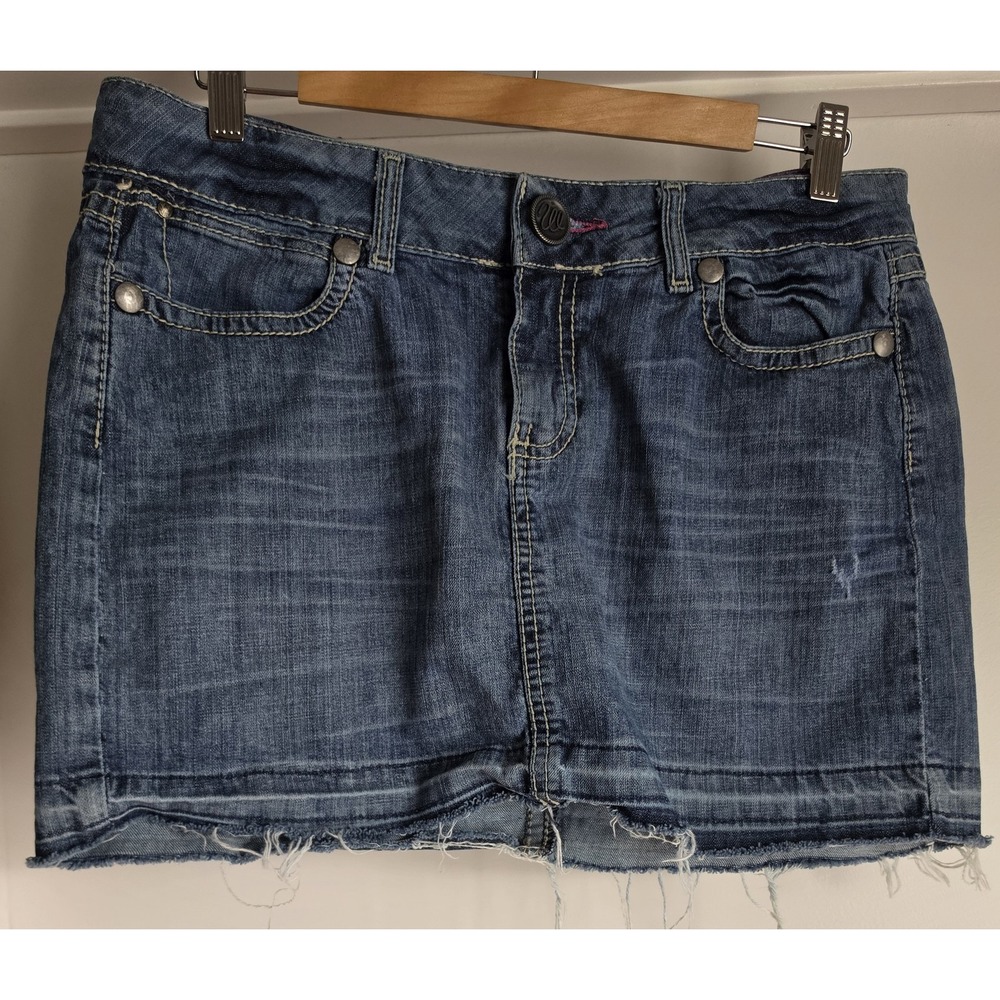 Wrangler Denim Mini Skirt Size 6 Blue Western Casual Cotton Jean Skort